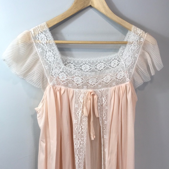 Vintage Perlon 1950’s Night Heiss Bugelm Sheer Lingerie Lace Negligee Gown - Picture 3 of 10